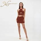 brown crochet outfit set